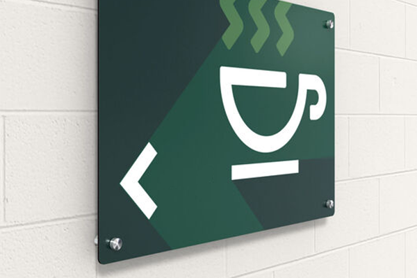 Stylized sign with abstract design